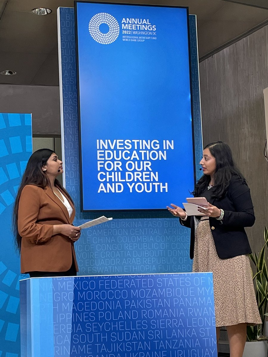 DCMaggie's tweet photo. These ladies, rockin’ it, calling for the urgent need to invest in education for a #ResilientFuture and to #EndLearningPoverty @WBG_Education @matisridhar @NoreyanaF https://t.co/jxw7RRXX5q