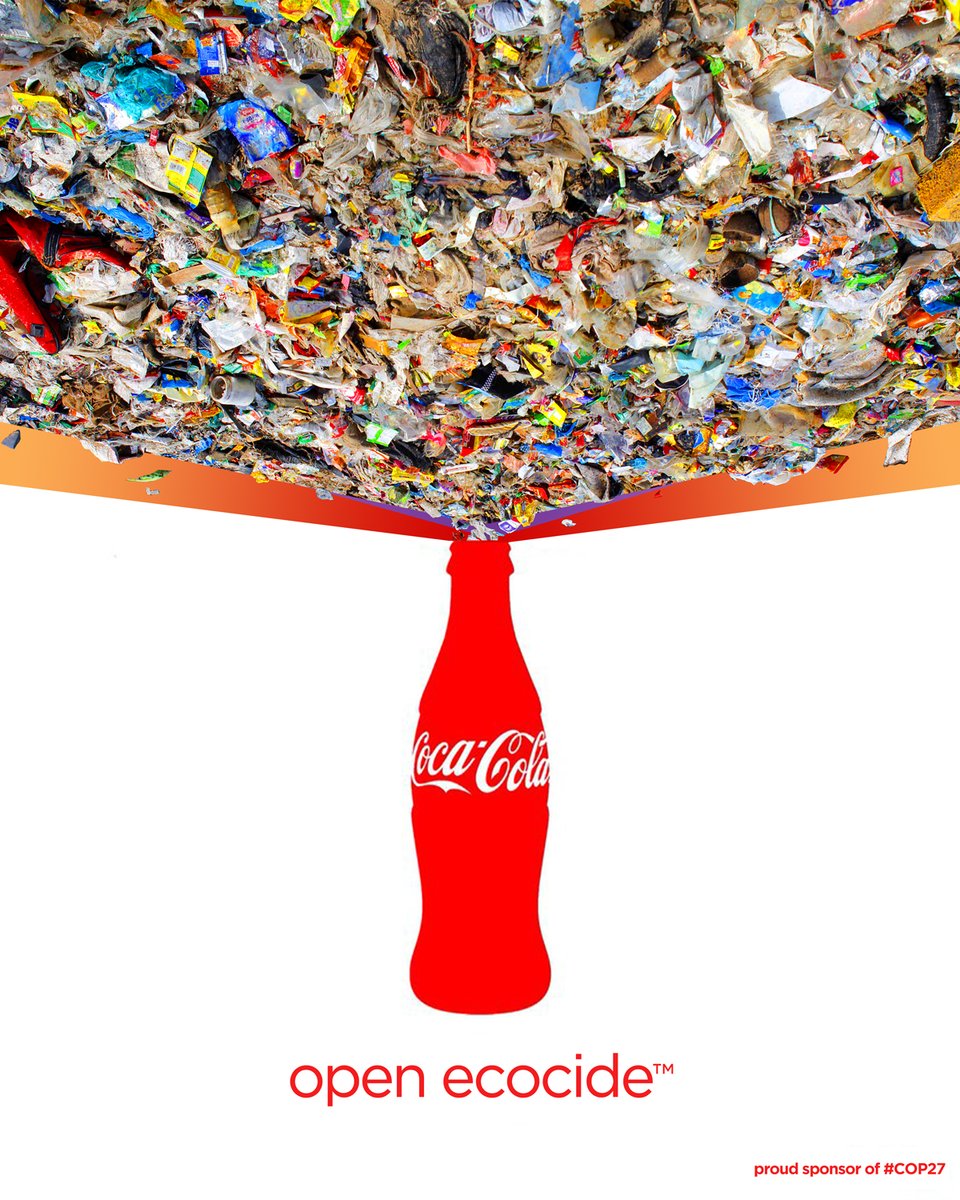 Coca Cola is the single largest plastic polluter in the world— at over 3 million tonnes of plastic packaging each year.

Now Coke is sponsoring the world's largest climate conference (#COP27), in a desperate attempt to greenwash their legacy of ecocide.
