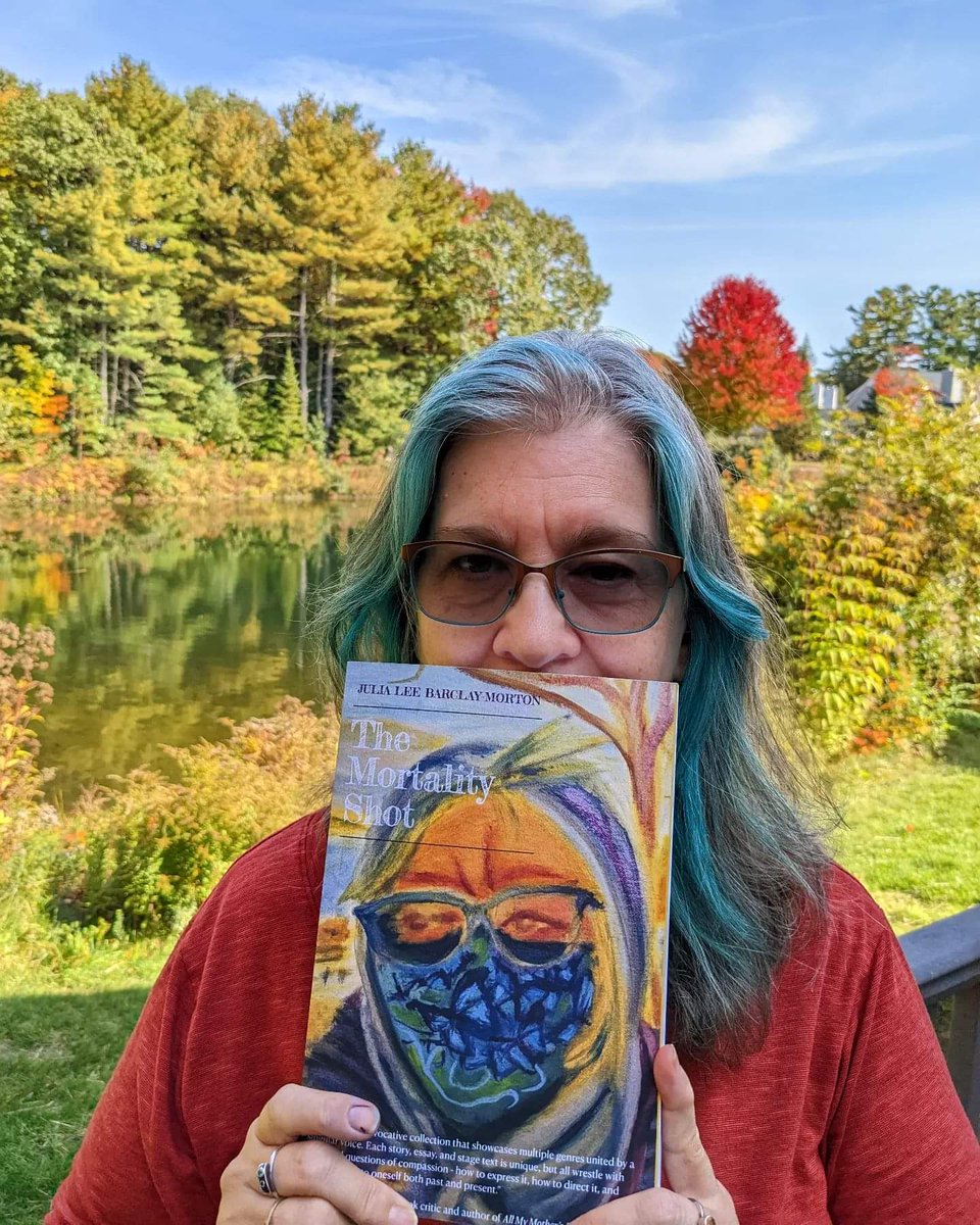 wilhelminapitfa's tweet photo. Portrait of an author at age 59 with her debut hybrid collection, The Mortality Shot! #latebloomers #hybrid #author #debut #writer #raisedinMaine #livesinNYC #mortality #healing #grief #loss #respair #respairation https://t.co/474gQTtj34