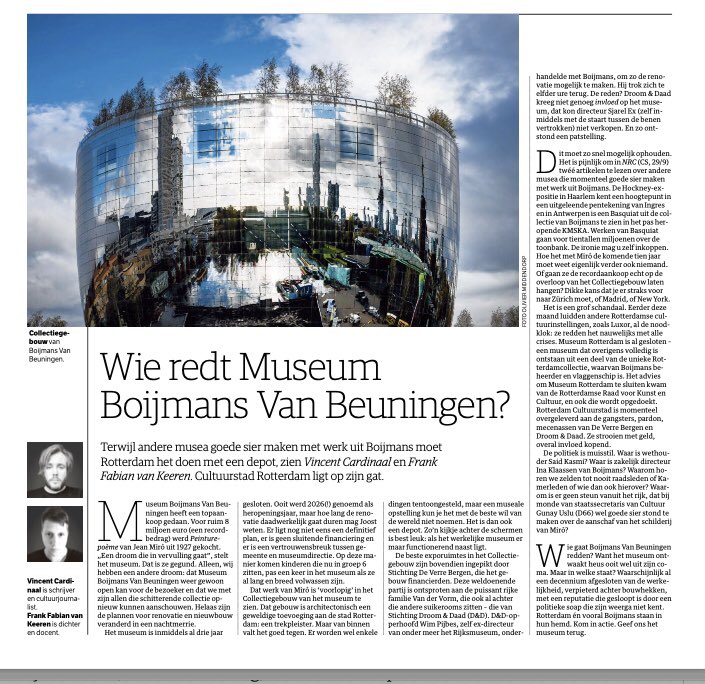 WicharD66's tweet photo. Zeg @nrc, wat bezield jullie om zo’n waardeloos stuk van twee cultureel journalistieke kneuzen @VinCardinaal #frankfabianvankeeren te accepteren? #BoijmansvanBeuningen #kunst #baggerstuk https://t.co/pQjqxYlaOy
