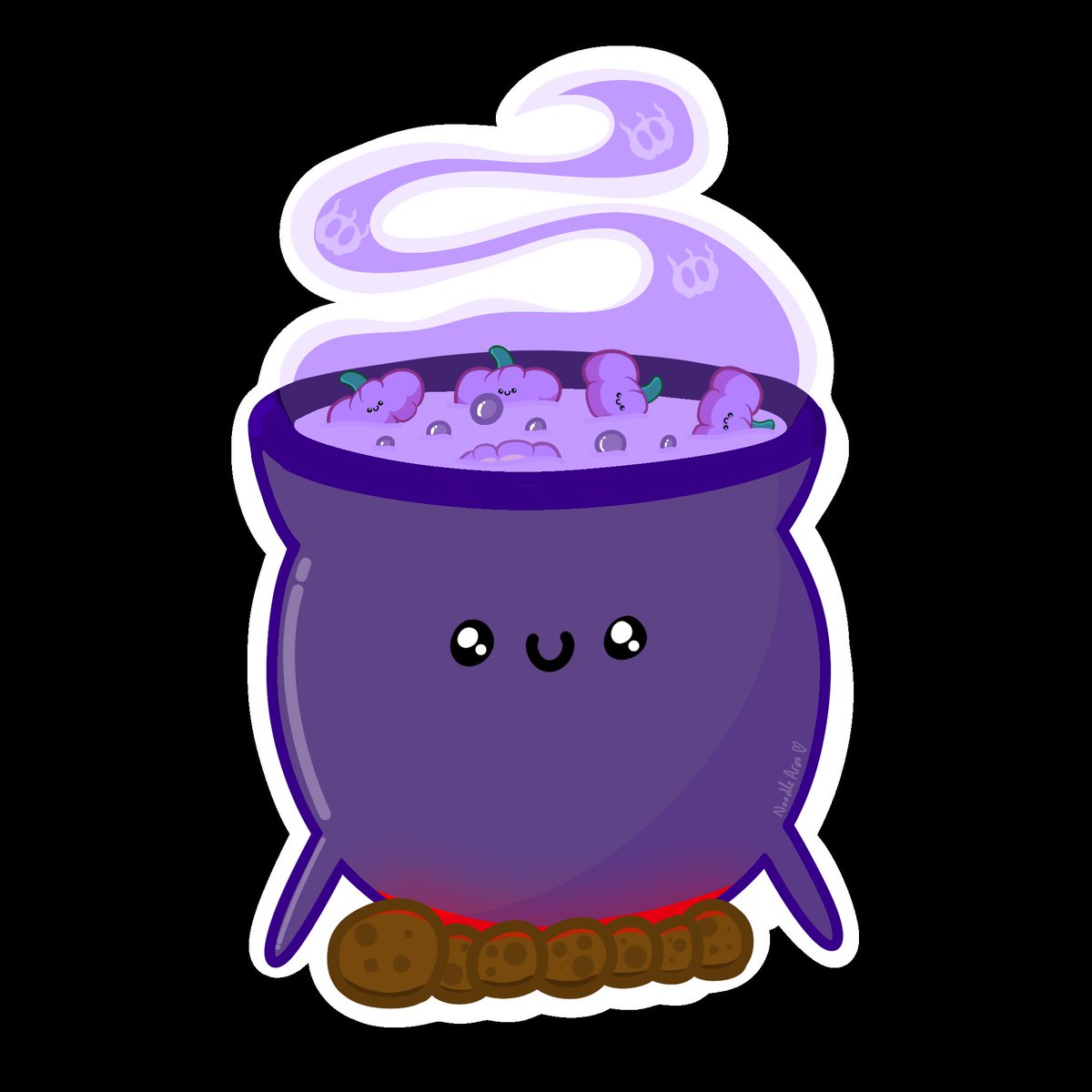 Drew a purple pumpkin soaked cauldron this evening and made it a sticker 💜