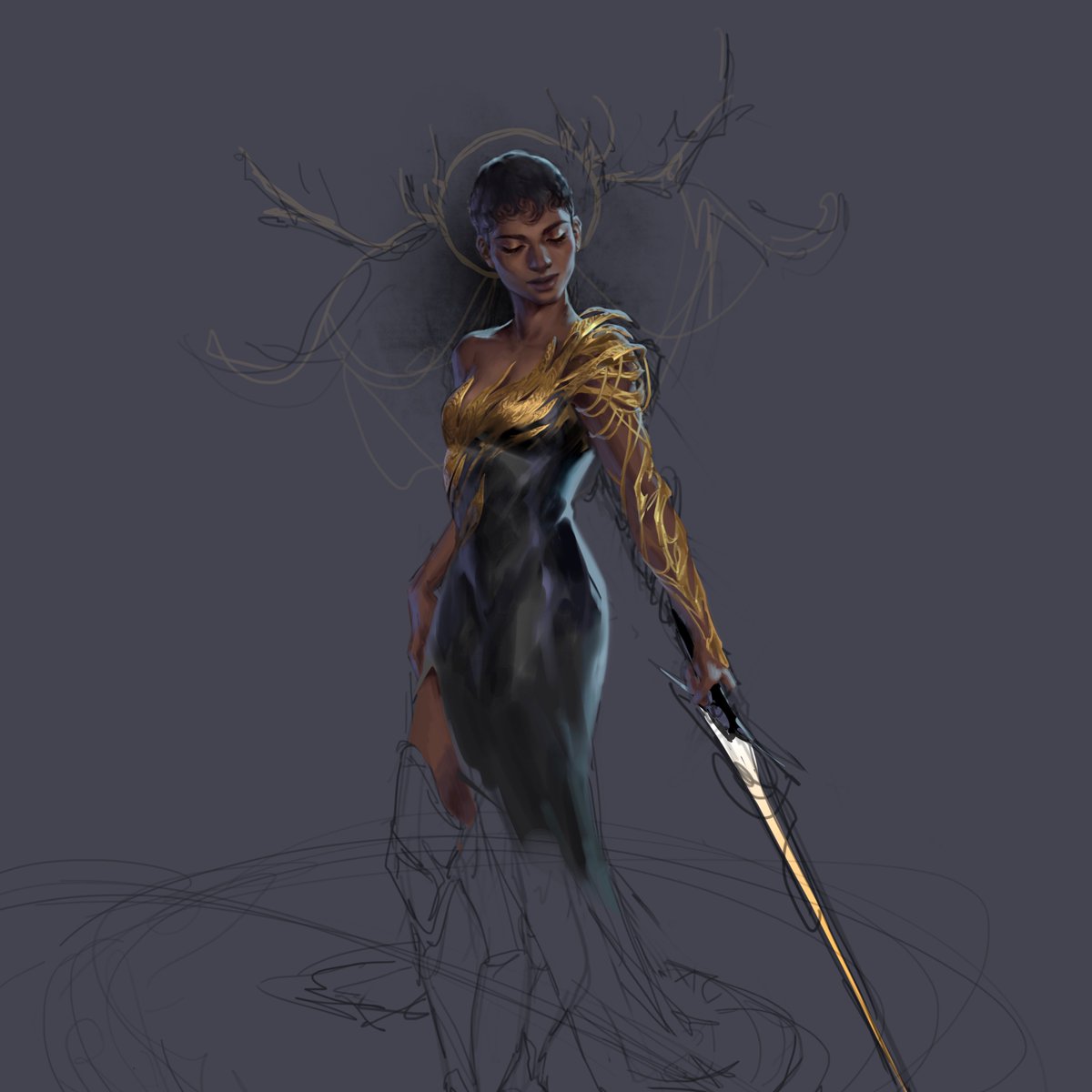 xRitzx's tweet photo. As a sequel to my last portfolio day post, here's a girls-with-sharp-objects edition 👧⚔️ #PortfolioDay 

(Third image is a sneaky WIP bc I'm liking how it's going ✨) https://t.co/7lOtOnZQZd