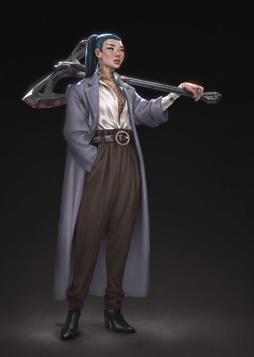 xRitzx's tweet photo. As a sequel to my last portfolio day post, here's a girls-with-sharp-objects edition 👧⚔️ #PortfolioDay 

(Third image is a sneaky WIP bc I'm liking how it's going ✨) https://t.co/7lOtOnZQZd