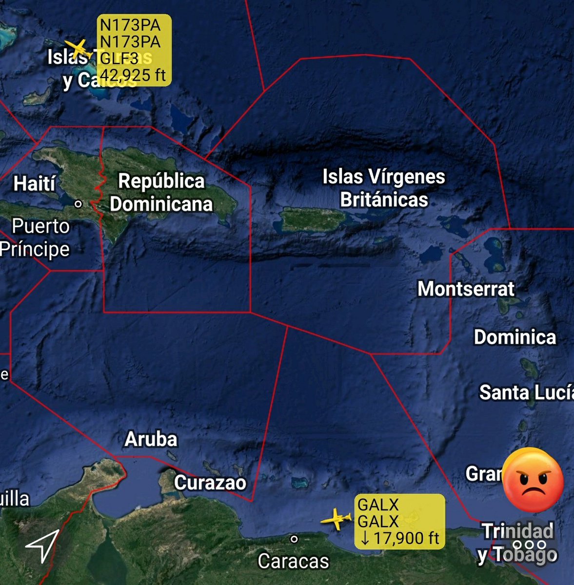 Arr3ch0's tweet photo. #YV3362 descendiendo hacia Maiquetía mientras que Ebola Jet #N173PA sobrevuela Islas Turcas y Caicos en dirección a Miami #Ahora. https://t.co/vl8jcSDhsN