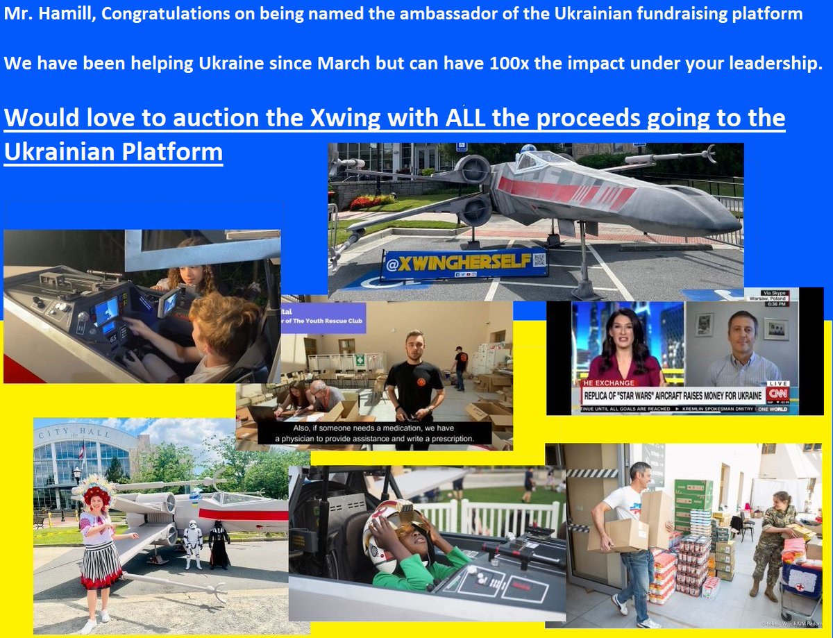 XWingHerself's tweet photo. Please help this reach @MarkHamill. Mr. Hamill, we would love to help you help Ukraine!  Please let us know the next steps to make this a reality. Respectfully, #StarWars-loving neighborhood trying to stand up for a small guy defending against the oppressive evil empire. https://t.co/Ut4k2PvwFm