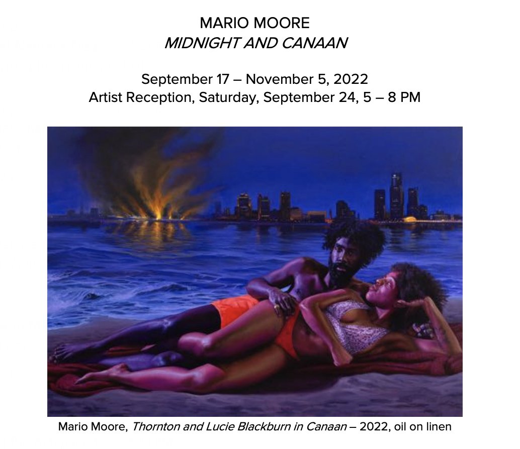 rochelleriley's tweet photo. DETROIT _ Do not miss #MarioMoore’s beautiful exhibition, #MidnightAndCanaan, running September 17th through November 5th at @DKleinGallery, 1520 Washington Boulevard, Detroit. Mario will do a talk at the gallery at 4:30 p.m. October 29th! @DETArtsToday https://t.co/seCbaRlgIC