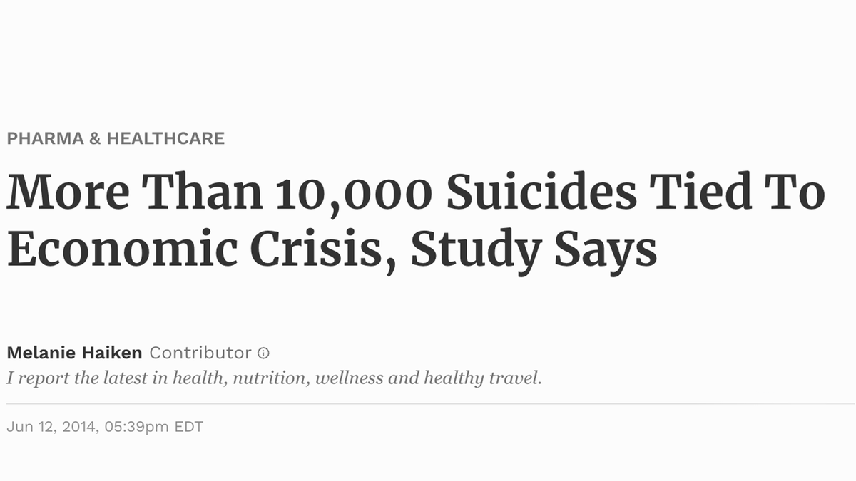 WSBChairman's tweet photo. Studies found that more than 10,000 suicides were tied to the 2008 Great Financial Crisis. https://t.co/lVSL8byvIW
