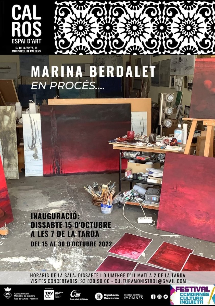 MarinaBerdalet's tweet photo. Trasllat cap a @EspaiCal
A punt de marxa!
Inauguració 15/10/2022 19h
#exposició #pintura #dibuix #procescreatiu @CulturaDIBA
#MonistrolDeCalders
@comarcamoianes https://t.co/O1zlfBIJRr