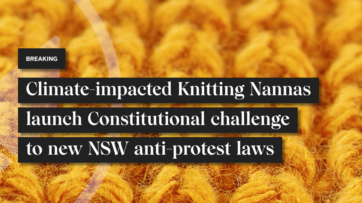 EDOLawyers's tweet photo. #BREAKING: Climate-impacted Knitting Nannas have today launched a Constitutional challenge to new anti-protest laws to preserve our democratic freedoms of speech and assembly in NSW.
@EDOLawyers are proud to represent Dominique and Helen!
Read more:https://t.co/BKqx0eSGEd
🧵👇 https://t.co/CXAABCXhfU