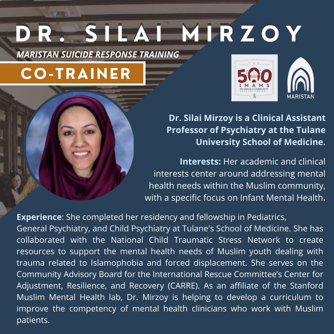 maristan_org's tweet image. Meet our trainers for our upcoming Suicide Respond Trainings in Dallas and New York!

#SuicidePrevention #mentalhealth
