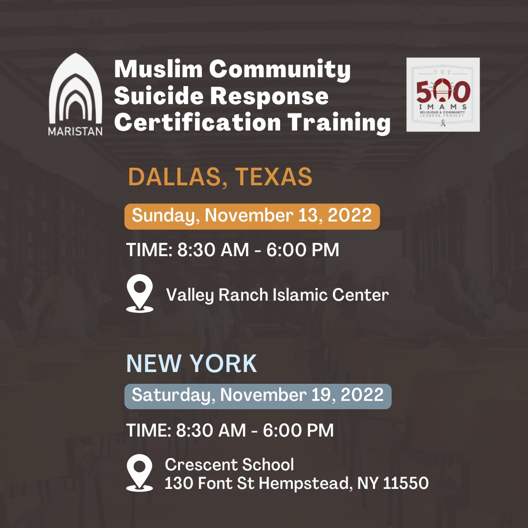 maristan_org's tweet image. Meet our trainers for our upcoming Suicide Respond Trainings in Dallas and New York!

#SuicidePrevention #mentalhealth