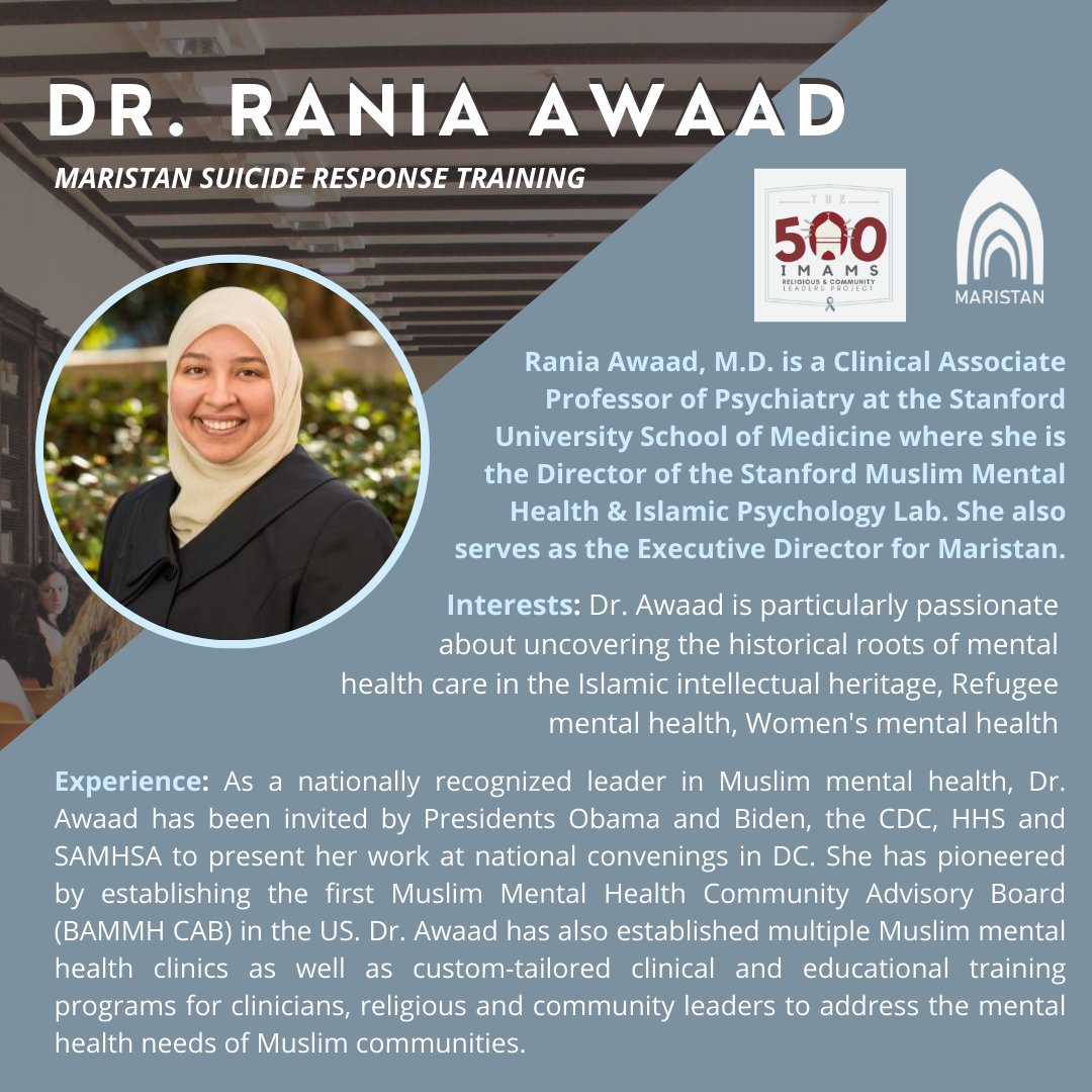 maristan_org's tweet image. Meet our trainers for our upcoming Suicide Respond Trainings in Dallas and New York!

#SuicidePrevention #mentalhealth