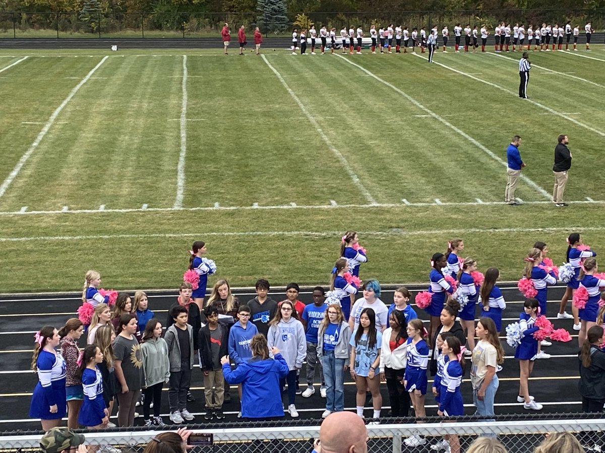 Thanks to our Panther Choir and Mrs. Johnson for singing the National Anthem at tonight’s 8th grade football game! Great job!