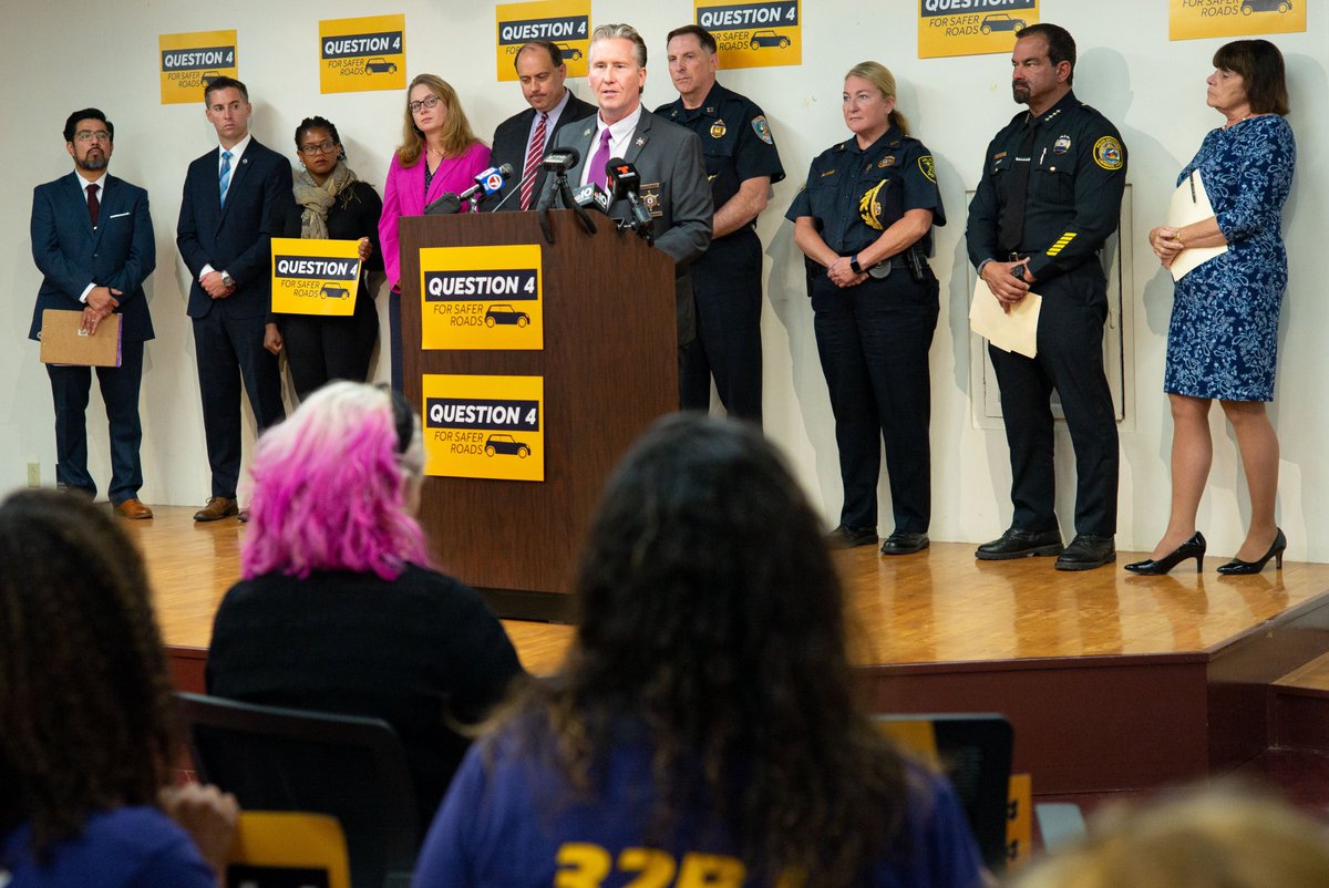 yesonfourma's tweet image. “I'm proud to stand with fellow sheriffs &amp;amp; with District Attorneys, police chiefs, &amp;amp; so many other public safety experts across MA to say I support the #WFMA, to make MA’s roads safer for all of us."

Law enforcement are with #YESon4 because they know it'll make our roads safer.