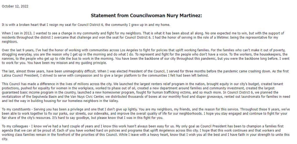 While CIELO is pleased to learn that now former Councilwoman @CD6Nury has resigned the City Council, her refusal to apologize for her anti-Indigenous and anti-Black racism is unacceptable.