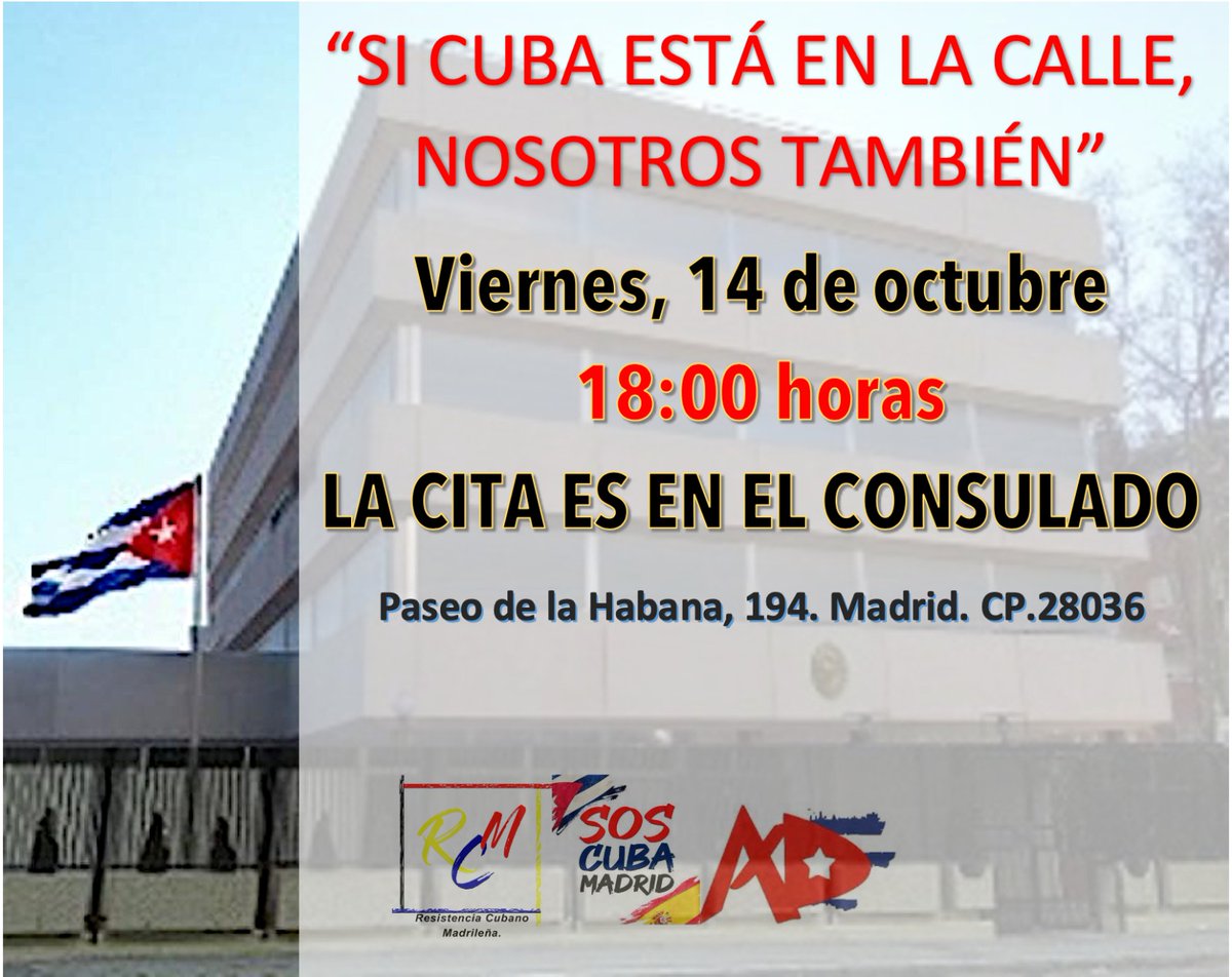 Te esperamos este viernes en la sede de la dictadura en Madrid