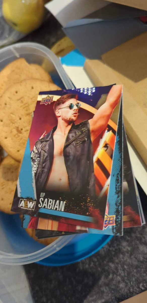 gillywonka's tweet photo. Aopened my first ever pack of @AEW @UpperDeckSports cards and look who pops out the best from Britain @TheKipSabian https://t.co/S80iXsICOF