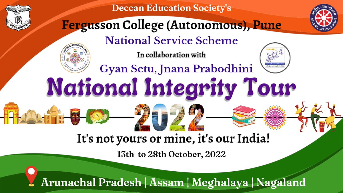 nitfergusson's tweet photo. One day to go! Are you excited?

#nationalservicescheme #fergussoncollegepune #fcp #nationalintegritytour #nationalintegration #northeastindia #culture #indianculture #unitednation
#gyansetu #gyansetuearc #jpearc https://t.co/6btdY8Jgx1