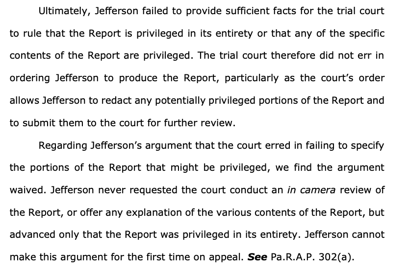Unpublished Superior Ct. of PA opinion rules against University, holding that a #TitleIX Investigative Report authored by outside counsel is not protected by Attorney-Client Privilege & must be produced (redacted) in libel case brought by T9 respondent against complainant. #EdLaw