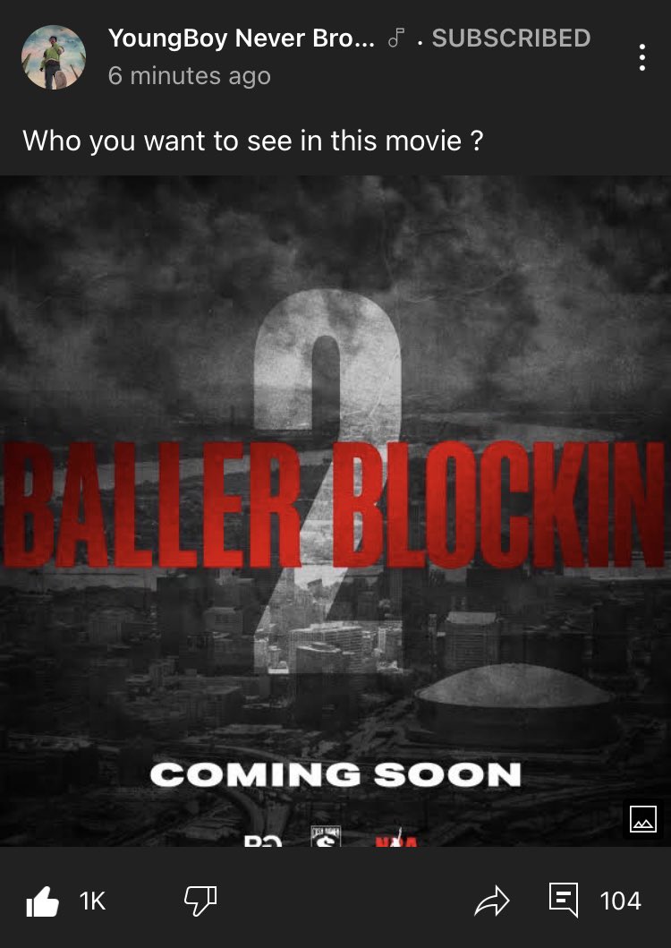 #NBAYoungBoy Teases his New Movie he have Coming out Called "Baller Blockin 2" &amp; asks Fans if they want him to Drop it 😯👀🔥…