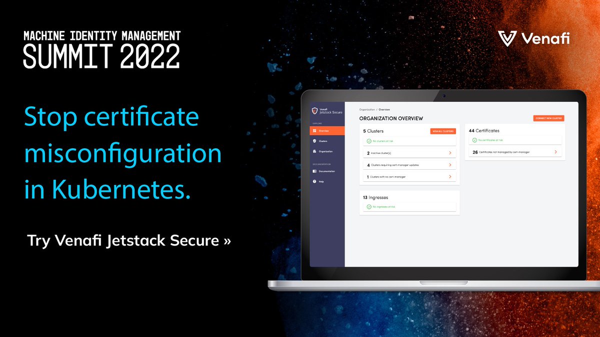 Keep your cloud native Kubernetes environments secured and protected with Venafi Jetstack Secure. Try Venafi Jetstack Secure for free today. Your first cluster connection is on us: bit.ly/3rNFNRt