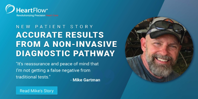 Mike Gartman went into the hospital expecting the worst. Instead, he was able to avoid unreliable traditional non-invasive cardiac tests and find peace of mind because of the CT + HeartFlow pathway. Read his story here: bit.ly/37nbVEn.