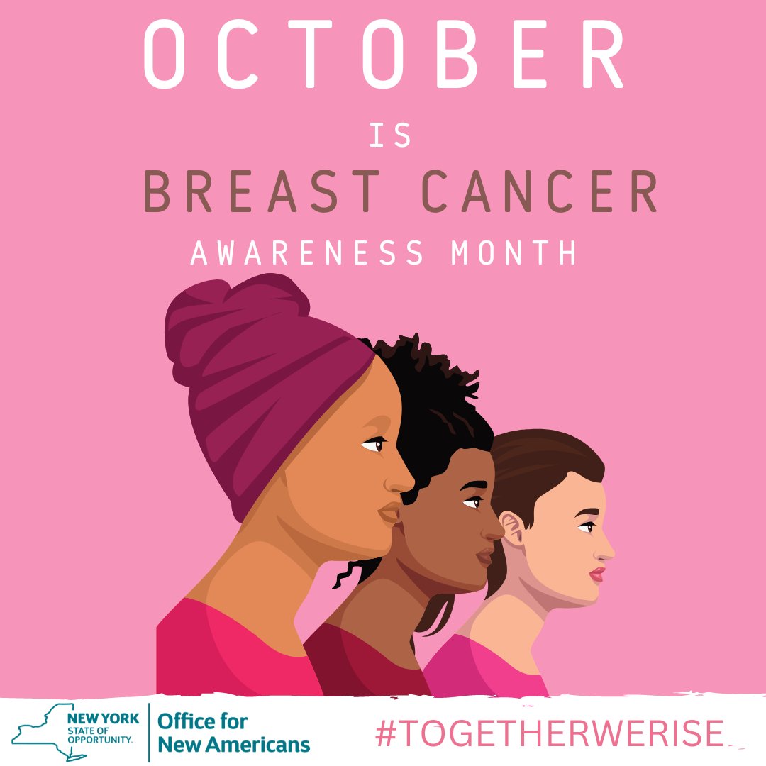 NYSNewAmericans's tweet photo. October is #BreastCancerAwarenessMonth 

#TogetherWeRise #RISEforBCAM
Learn more about Breast Cancer and Screening  
https://t.co/Yybg3AFhNc https://t.co/iHfFAjBxTM