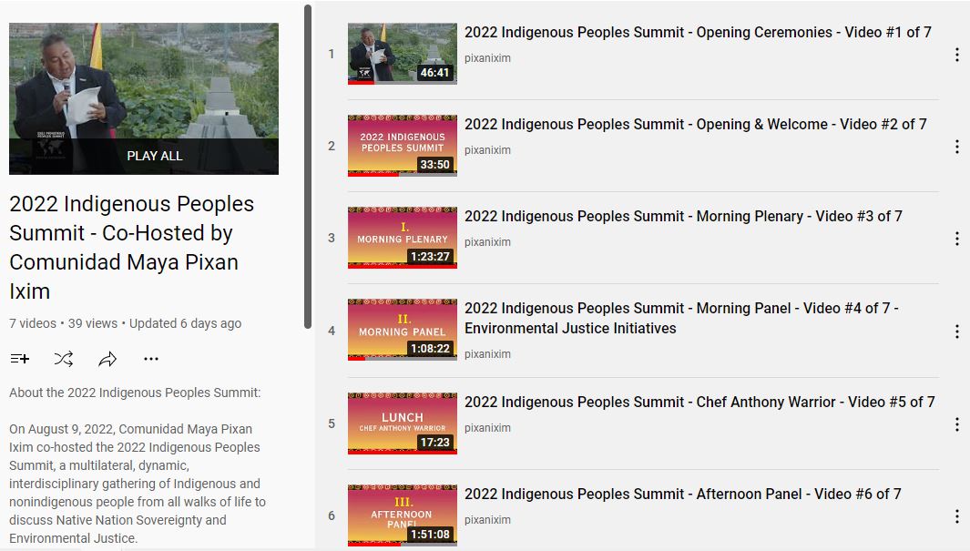 PixanIxim's tweet photo. On August 9, 2022, Comunidad Maya Pixan Ixim co-hosted the 2022 Indigenous Peoples Summit, a gathering of Indigenous and non-Indigenous people from all walks of life to discuss Native Nation Sovereignty and Environmental Justice. + https://t.co/fwK0hgJMoM
