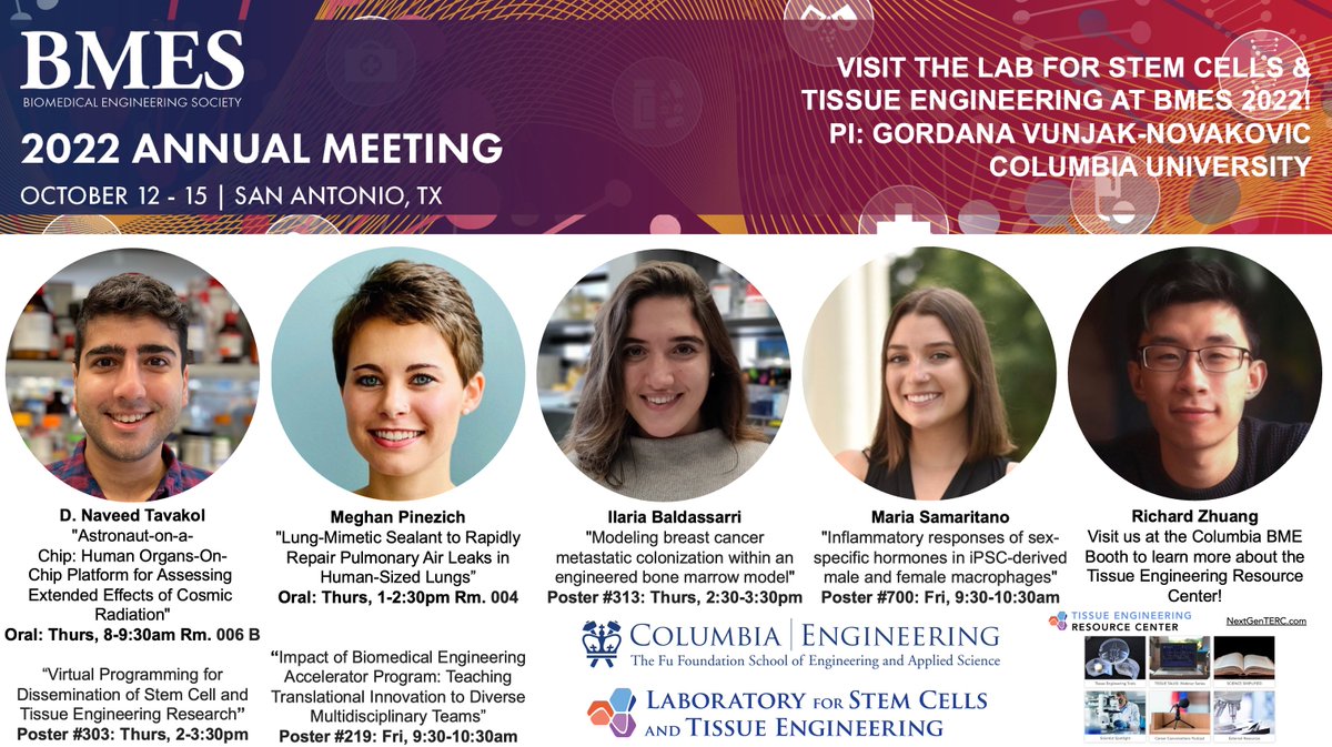 Gordana Vunjak-Novakovic (@gvnlab) on Twitter photo The <a href="/GVNlab/">Gordana Vunjak-Novakovic</a> is at #BMES2022!! Learn more about our work during our 2 talks & 4 posters - our trainees are around all week & at the <a href="/ColumbiaBME/">Columbia BME</a> booth throughout the meeting! The <a href="/GVNlab/">Gordana Vunjak-Novakovic</a> is at #BMES2022!! Learn more about our work during our 2 talks & 4 posters - our trainees are around all week & at the <a href="/ColumbiaBME/">Columbia BME</a> booth throughout the meeting!