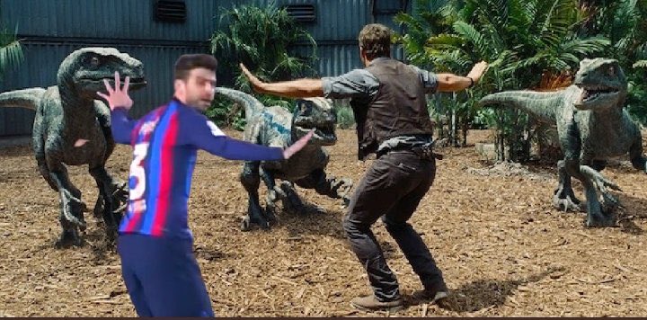 OkieM17's tweet photo. Pique después de este partido se fue a rodar algunas escenas de Jurassic World https://t.co/grCLq6XnHi