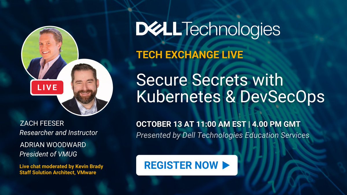 Join us tomorrow for an in-depth discussion of Secure Secrets management, #Kubernetes and #DevSecOps with our expert presenters and access a live lab to test your skills! 

Register here: dell.to/3BMrNx0 

#CyberSecurityAwarenessMonth #DellCybersecurity #IWork4Dell