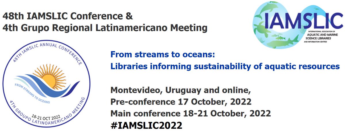 messaoudi_saida's tweet photo. 📣#iamslic2022 Online Registration closes soon!
⏳Deadline for virtual registration is Monday, October 1️⃣7️⃣ Register NOW: https://t.co/LIKbzrlyCX We want your participation as we learn about the great work that is happening in aquatic💧and marine science🌊librarianship🐬🦞🐢🌎 https://t.co/nJQasGAtr7