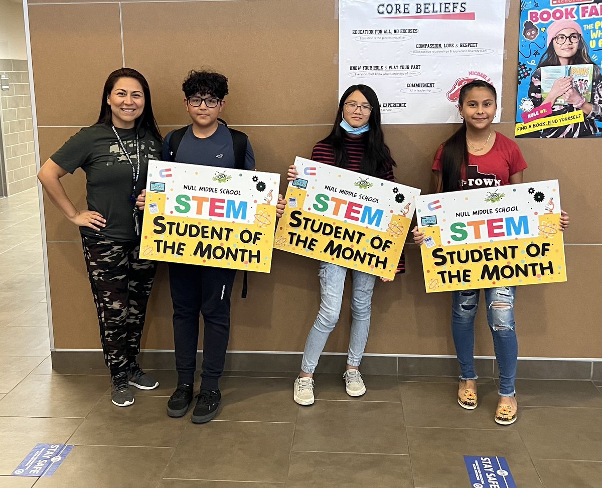 Mrs_Philip14's tweet photo. Congratulations September STEM Students of the month!! Antonio C. Lanalyn I., Melissa R., and (not pictured) Natalie A. You all exhibit amazing STEM skills and qualities. Keep up the amazing work! #sheldonstem @SuperStallions @SheldonISD @SheldonSTEM @BeckyZalesnik @MsAllenSTEM https://t.co/0GZKRQN5QY