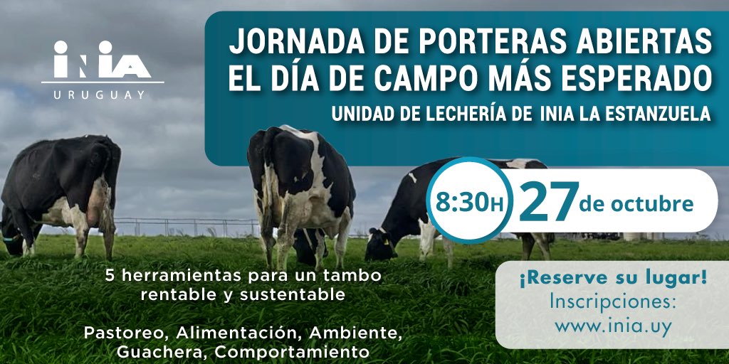 Creativ_Agencia's tweet photo. Jornada de Porteras Abiertas de Lechería 2022 de 
@INIA_UY 

￼￼Inscrpción requerida
https://t.co/FH99vHzcUO https://t.co/R8UdRVGMtD