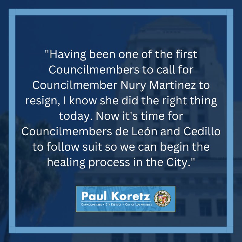 Statement on Resignation of Councilmember Nury Martinez