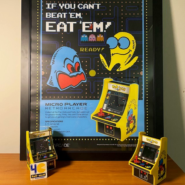 MyArcadeRetro's tweet photo. For 40 years Pac-Man has brought joy to many. We have the classic you remember as well as an anniversary edition!. #classicarcade #nostalgic #arcadegames #retroarcadegames #microarcade #arcadecollection #classicarcadegames #pacman https://t.co/i4Elc5Lby6