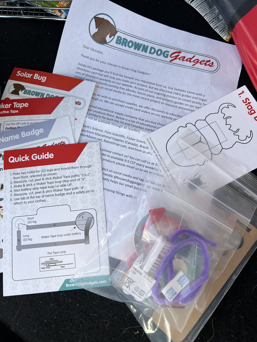 STEMStancey's tweet photo. To say we are excited for our @BrownDogGadgets sampler pack would be an understatement! Everyone picked out their project and now we build 🤖 Thank you for the freebie ❤️. #SolarBugs #BristleBots #LEDNameTags @teachstemquick @NISDSTEMLabs https://t.co/0HstjVjHbo