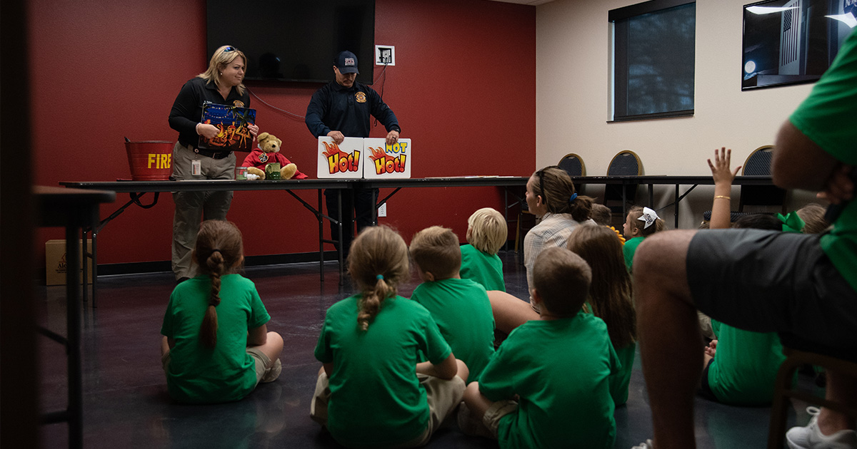 PolkFire's tweet photo. On Monday, kindergartners from St. Paul Lutheran Church and School visited #PCFR Station 23 to talk about fire safety and prevention and learn what first responders do every day to help people in the community. 

#FirePreventionWeek #PolkFLFireRescue #PublicEducation #FireSafety https://t.co/YTERohHPYS