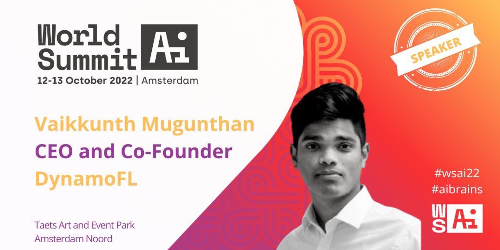 dynamo_ai's tweet photo. @VaikkunthM is going to talk about DynamoFL at World Summit AI. Will be explaining how our #personalization and #privacy solutions reduce cost and improve #ml performance for #finance, #healthcare, #automotive and #iot companies. https://t.co/EFp9xl5aPg