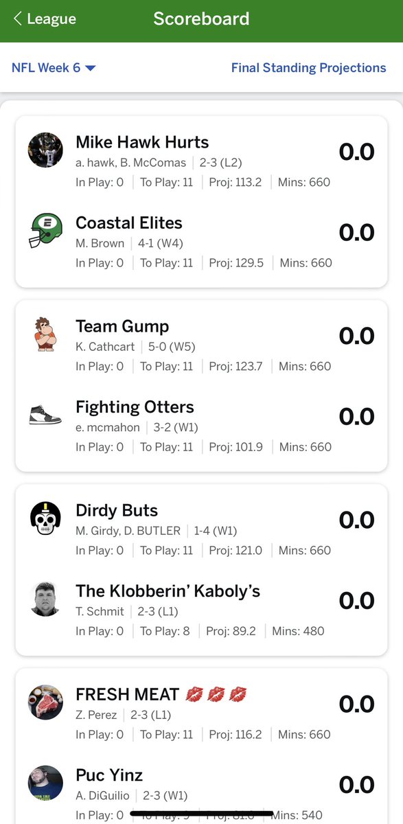 PMIBrucesLeague's tweet photo. Week 6 Preview: https://t.co/06c8K1AMDY
