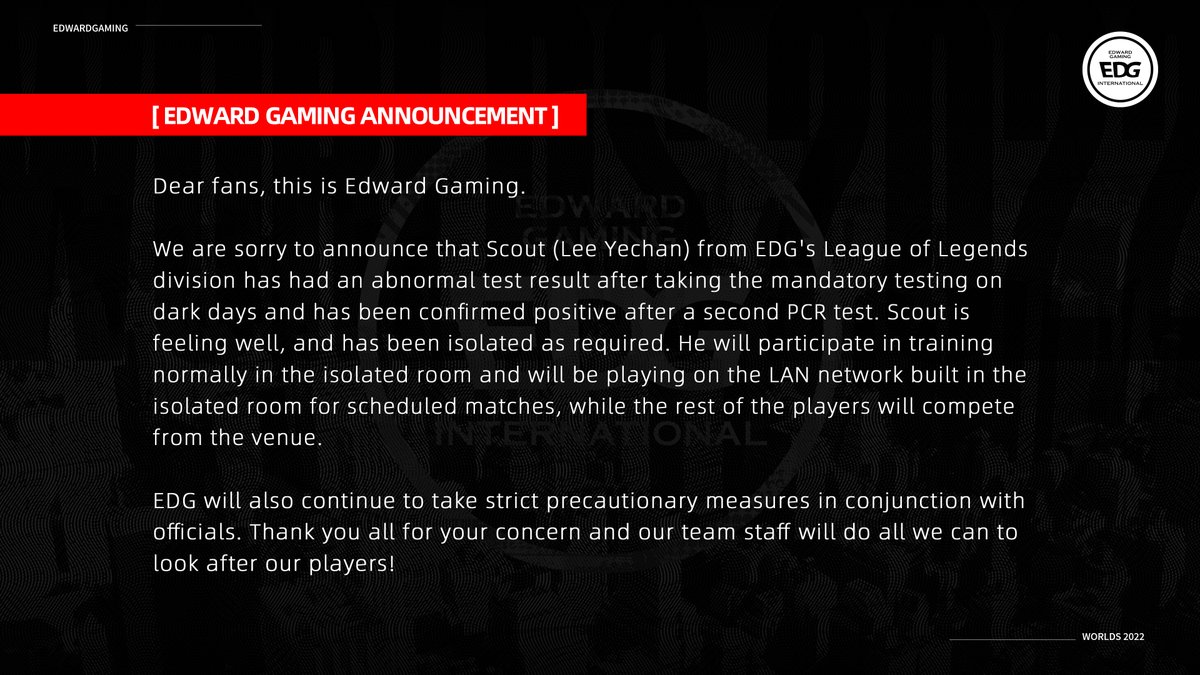 [EDWARD GAMING ANNOUNCEMENT]
