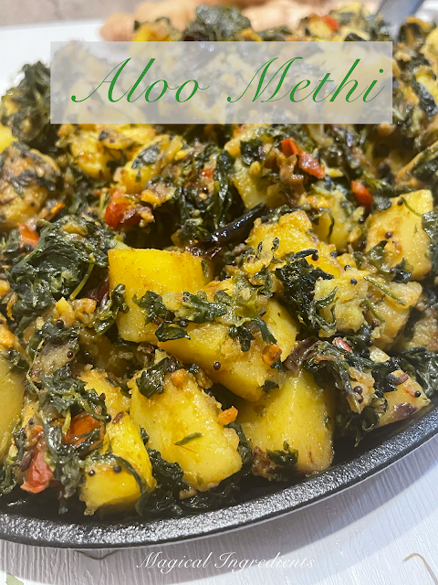 magicalingrdnts's tweet photo. Methi Aloo - This simple, #delicious, and #crowdpleasing #vegan #potato #curry has the ultimate taste with methi/fenugreek leaves. Quick and easy recipe! Serve with cooked grains or flatbreads.  #comfortfood #methileaves #holidayside https://t.co/ZaEQigEsAW https://t.co/PmGikSic6y