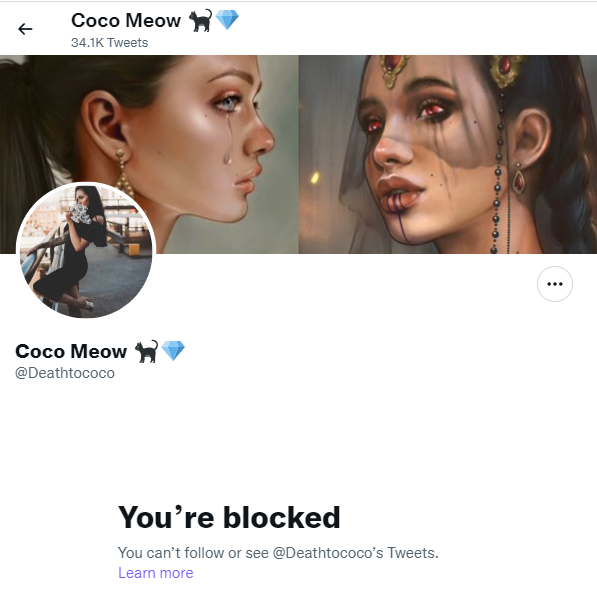 MrVampNFT's tweet photo. She must have blocked me because she feels embarrassed. Job well done Agent Smith 🫡 https://t.co/F3ocAMTtN9