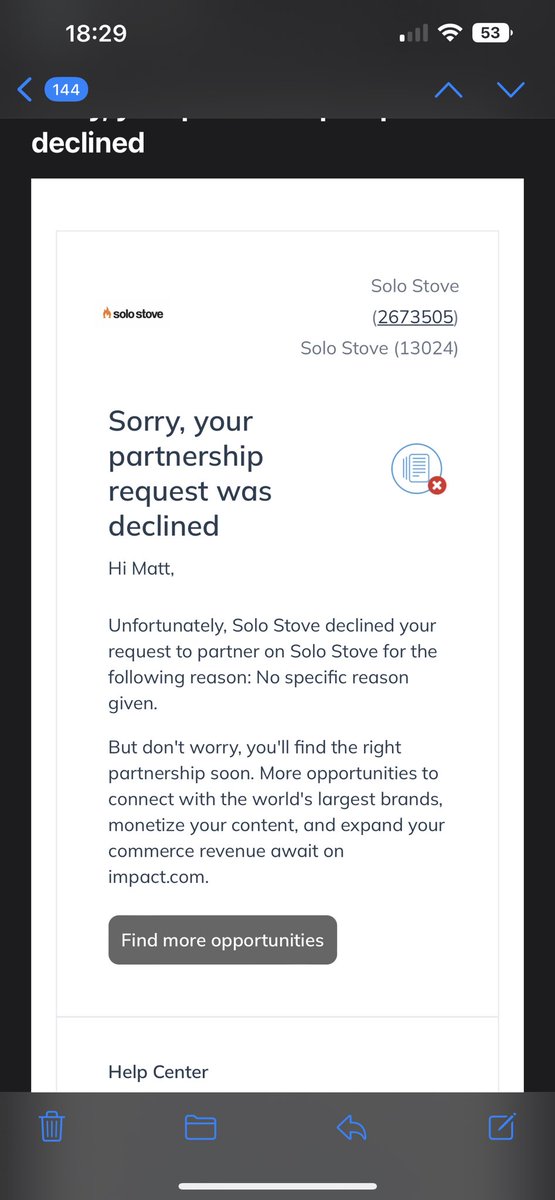 Ramblinracinpod's tweet photo. Guess @SoloStove did not want @RamblinRacinPod to be a affiliate of theirs.
Bummer. We could of made a lot of money together.
#missedoppertunity https://t.co/P2kIG5q4Be