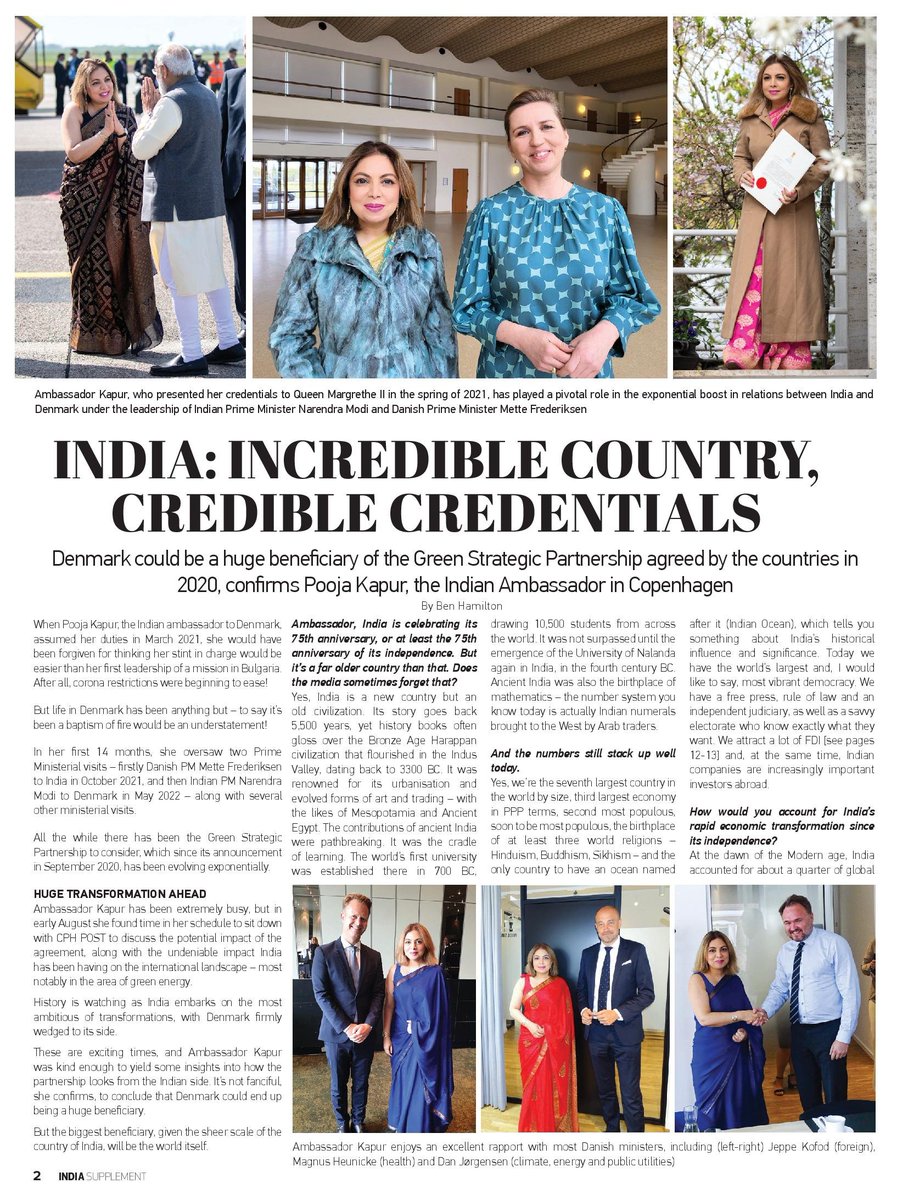 Cover Interview in the Copenhagen Post : 'India: Incredible Country, Credible Credentials'. Read at:
cphpost.dk/?p=137856
#IndiaDenmark #IndiaAt75