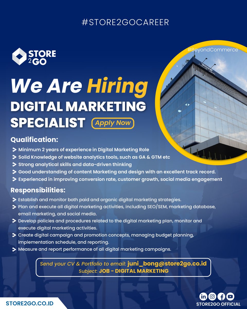 store2go_id's tweet photo. Lowongan Kerja untuk Digital Marketing dan Marketing Communication Internship.
_
.
#Loker #LowonganKera #LokerDigitalMarketing #LowonganIntern https://t.co/x2m1qnKUmM