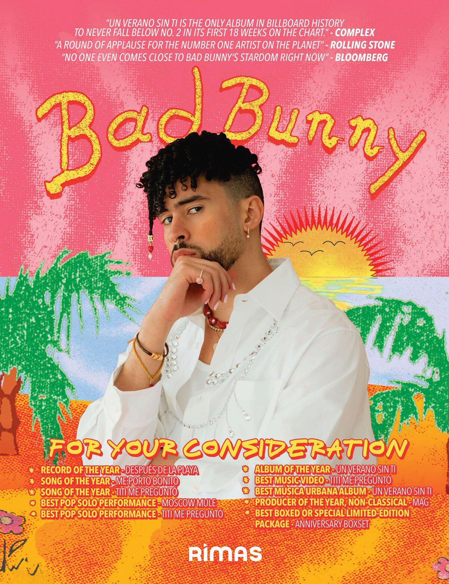 badbunnyontour's tweet photo. Bad Bunny submissions for “The GRAMMY’s” ☀️❤️🏝️ https://t.co/8YuycCY84V