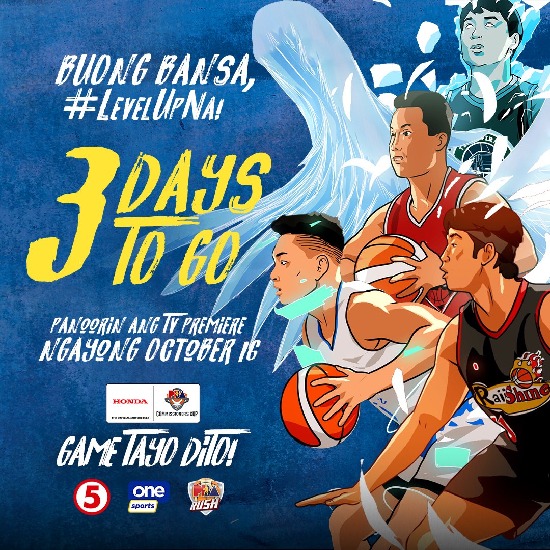 OneSportsPHL's tweet photo. 3οΈβ£ days to go!
#LevelUpNa simula October 16, kaya tutok lang sa TV5, One Sports, at PBA Rush!
#PBAGameTayoDito #PBAonOneSports https://t.co/vBqkpbu8zs