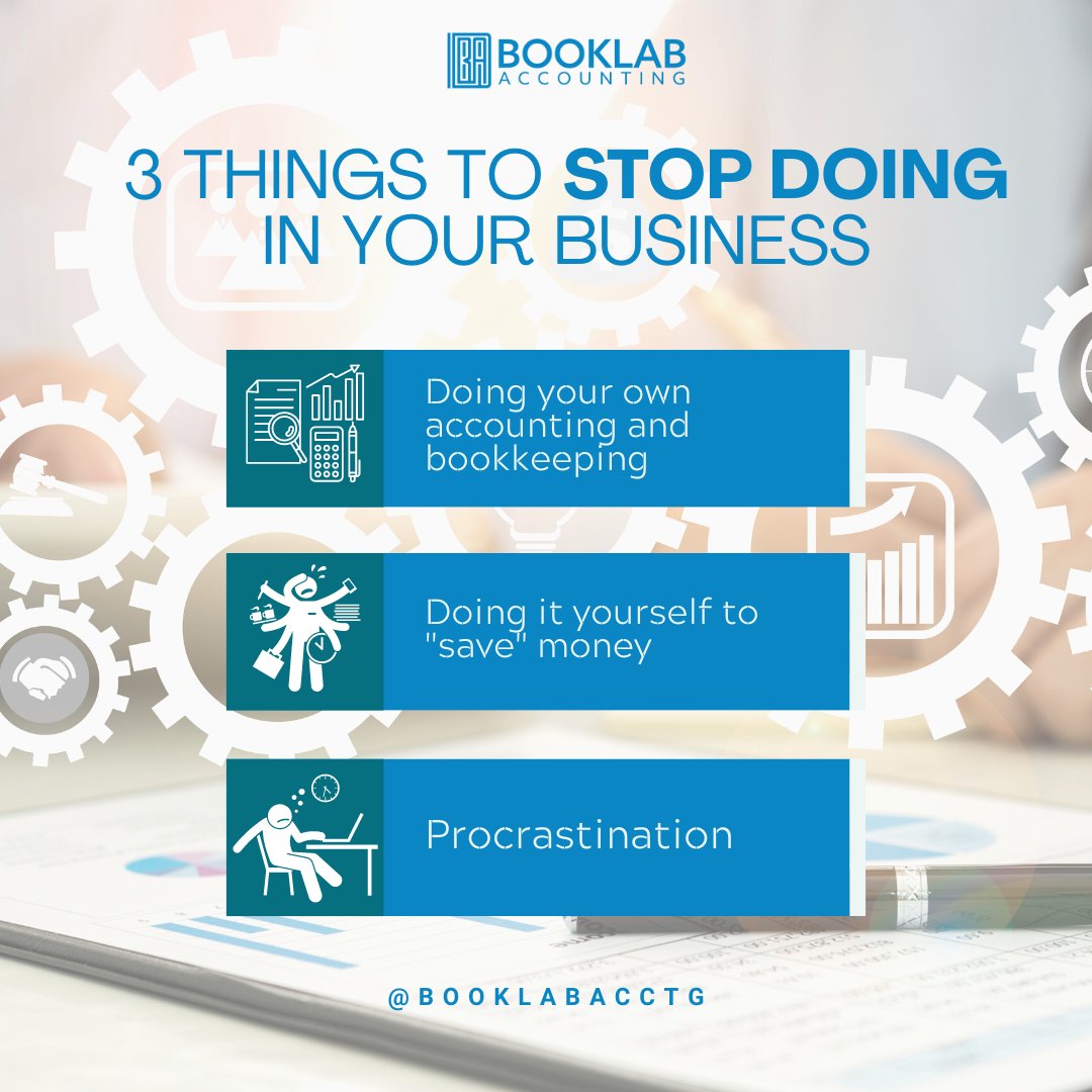 BookLabAcctg's tweet image. If you're running a small business, there are a few things you can stop doing in order to save time and money. 

#accounting #accountingservices #accountingsoftware #accountingfirm #accountingtips #accountingandfinance #accountingproblems #accountingservice #accounting101