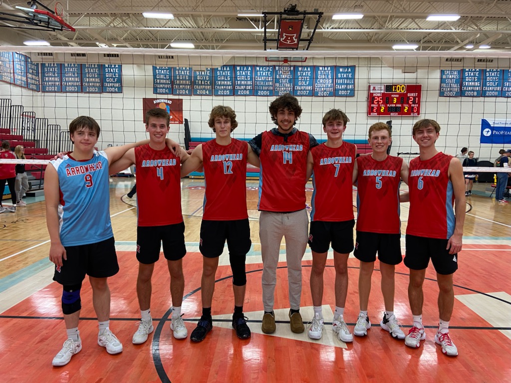 Mechenich's tweet photo. Thanks to these 7 amazing seniors the @BoysArrowhead are back-to-back Classic 8 Conference champions. https://t.co/1o9HtuzFiq